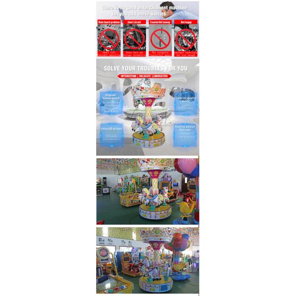 Coin Operated Carousel Three Peoples Coin Pusher Game Machine