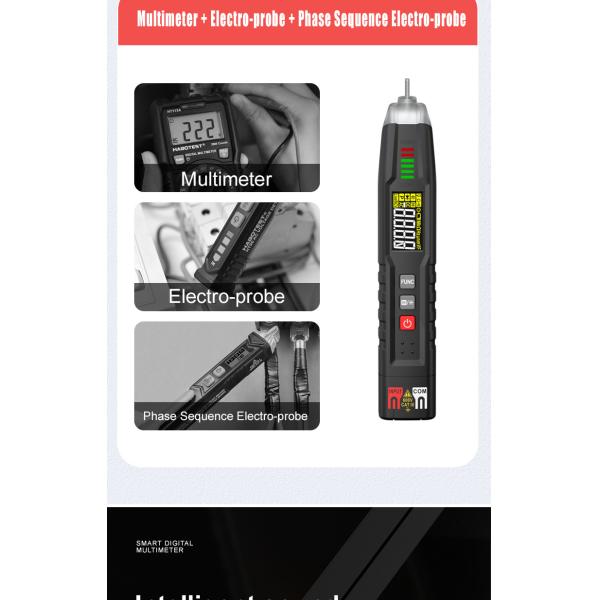 HT122 Digital Pen Type Multimeter DC AC Voltage Tester Smart Multi-meter NCV Phase Sequence Auto Ranging Multimetre