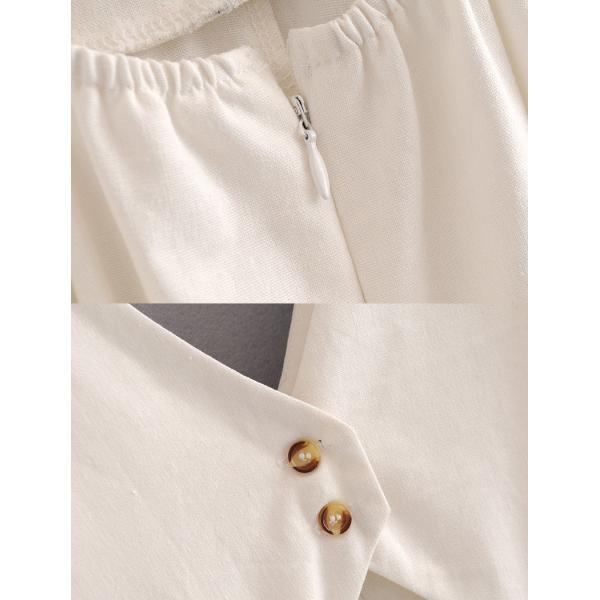 Elegant white linen maxi woman dress with bow