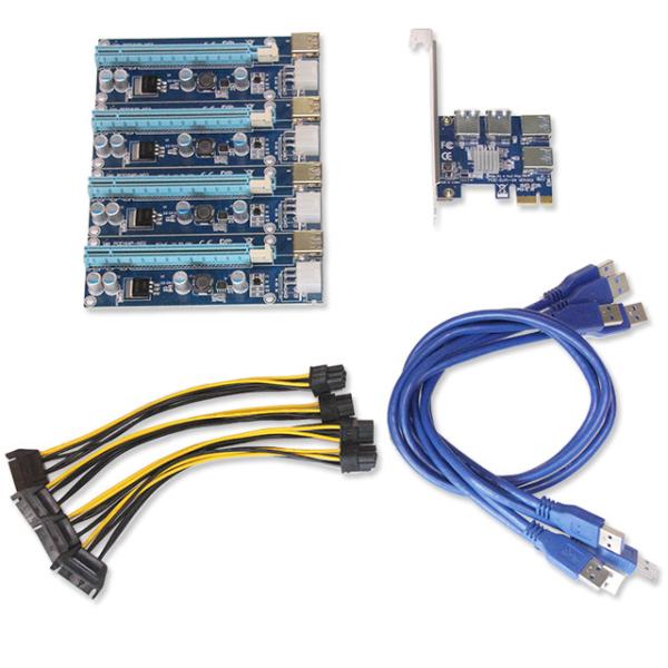 Quality Long Life PCI Express 16X Riser Card 6pin SATA 15pin 4pin 3 Port Power Supply for sale