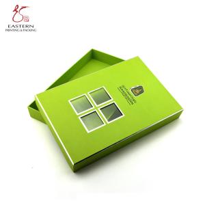 China Green Color Empty Cardboard Gift Boxes , Cardboard Hamper Gift Boxes With Clear Window on sale