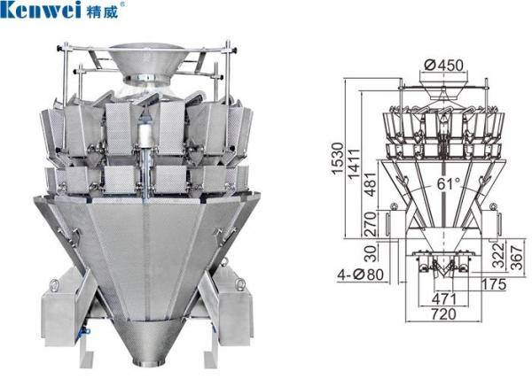 Quality 14 Head Pasta Multihead Weigher Machine With 7" Touch Screen for sale