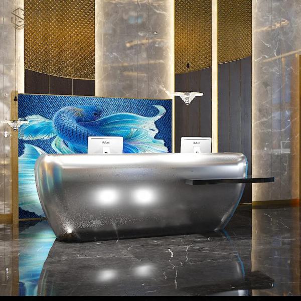 Office Counter Luxury Reception Desk 3D 2D Stainless Steel Reception Desk