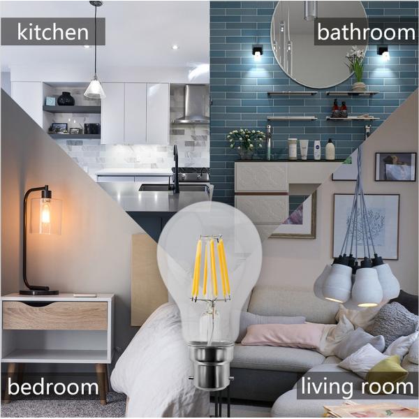 2700K 4W 6W 8W LED Filament Bulb B22 Vintage Glass Edison Dimmable A19 A60 LED Light Bulb