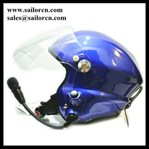 Noise cancel Paramotor helmet Blue with headset blue Open face PPG helmet two side PTT control