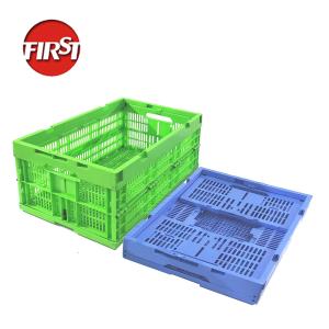 China Rectangle Collapsible Moving Boxes Bins Plastic Folding Crate Mesh 600x400x255mm wholesale