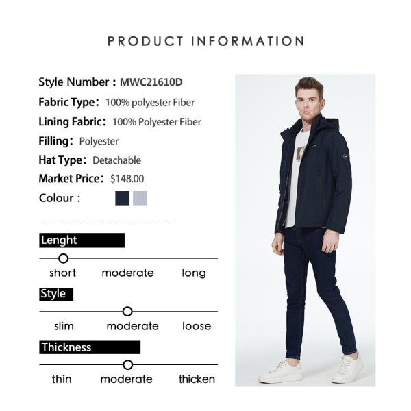 Man Sping Autumn Coat Fashionable and Practical Cotton Jacket for Autumn and Spring, black coat, man hooked coat