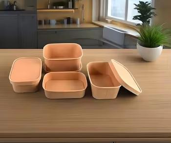 Quality Factory Sale Paper Food Contain Disposable Rectangular Square Kraft Paper Salad Bowl Take Away Paper Bowl for sale