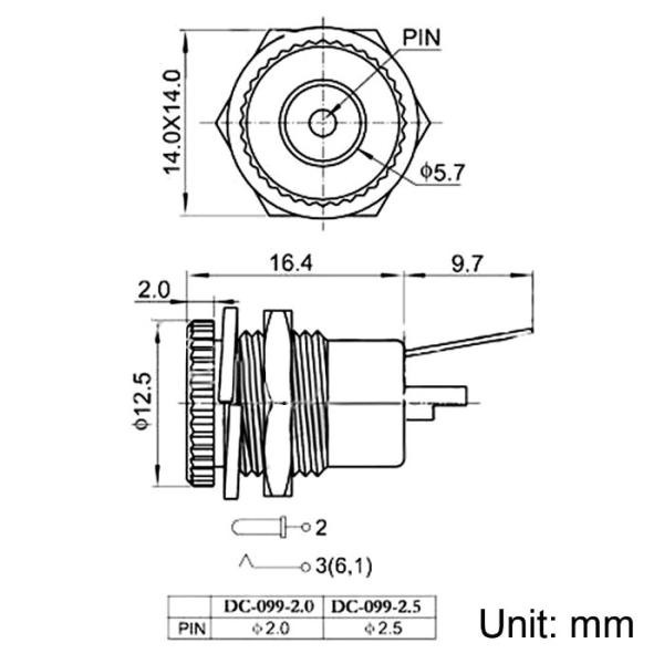 5.5mm X 2.1mm Metal Dc Power Jack Socket 30V Female Panel Mount Connector