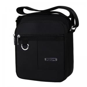 China Travel Shoulder Messenger Bag 2 Sizes Black Nylon Crossbody Bag Casual Waterproof wholesale