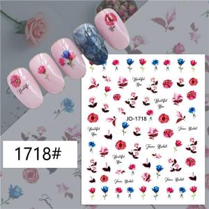 China 3D Dried Flower Nail Decals , Self Adhesive Colorful Leaves Nail Stickers OEM ODM on sale