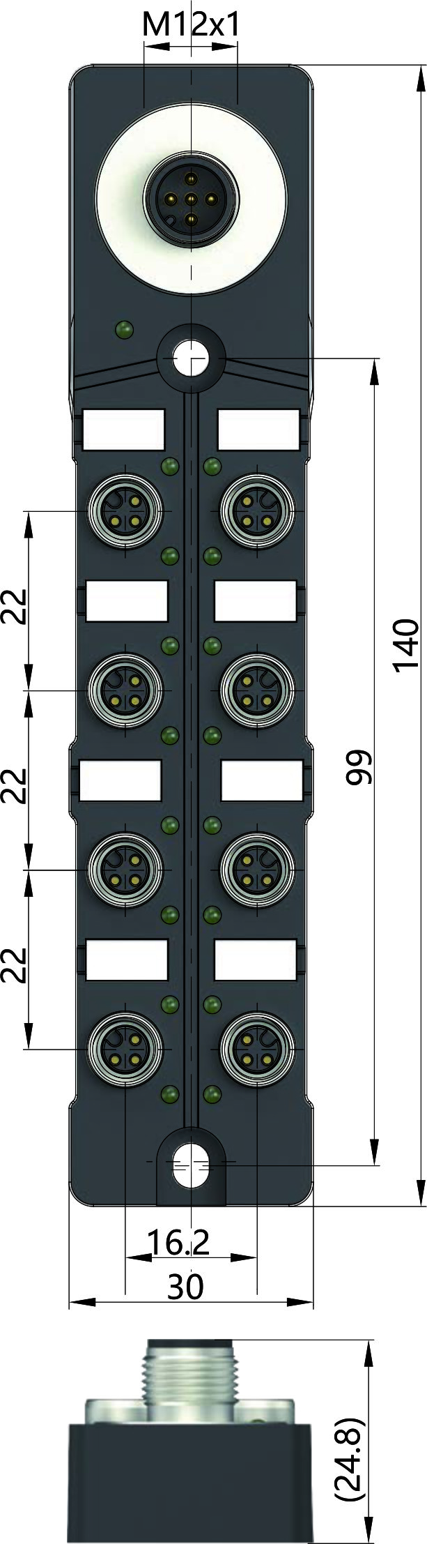 IACM-DI8P-IOL-M8 M8 Series IO LINK Digital Input / Output Distributed AIO Module