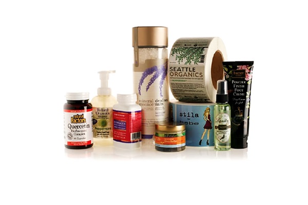 3 x 7.5cm Amber Bottle CMYK Color vinyl Label Roll