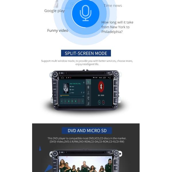 Rear Camera AUX Dvd Player For Vw Touran , Eight Core Volkswagen Touran Dvd Player