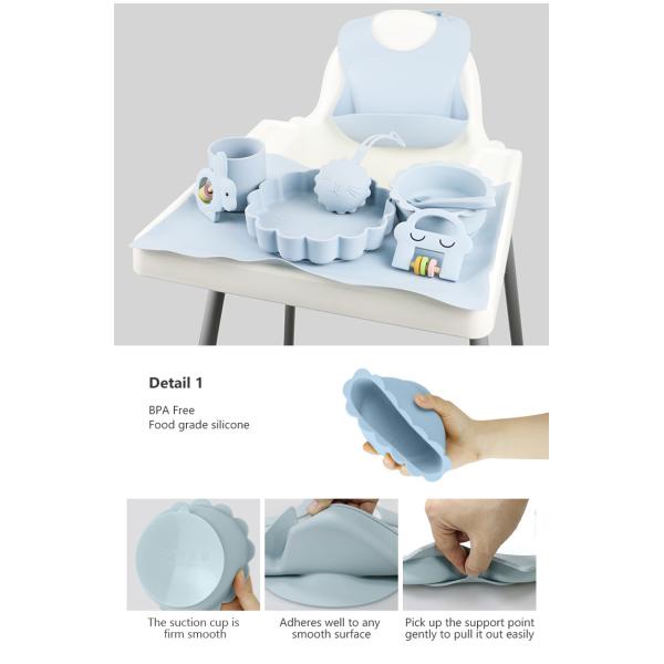 Wholesale Baby Geschirr Led Weaning Silicone Bib Spoon Bowl Spoon Bowl Plate Silicone Baby Feeding Tableware Set Product