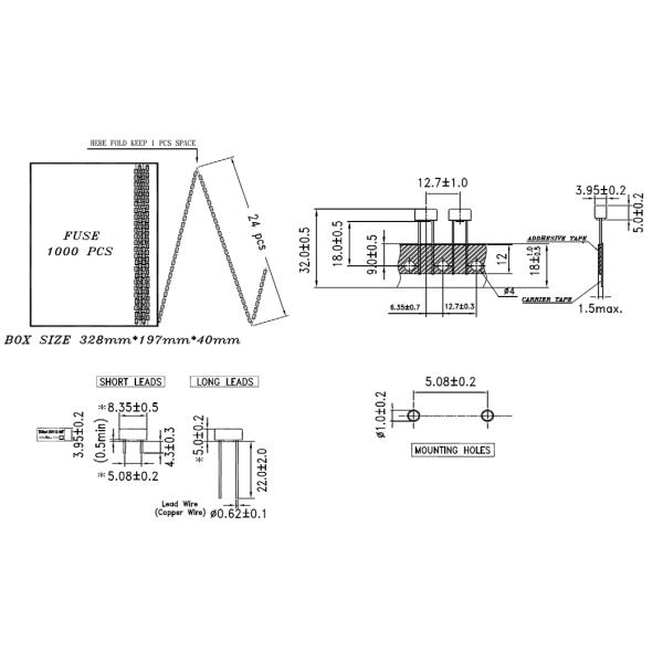Thinnest MMT Series Plastic Box Time Lag Radial Lead Micro Fuse 8.35x5x3.95mm 2A 250V 300V 400V TUV CQC KC PSE UL