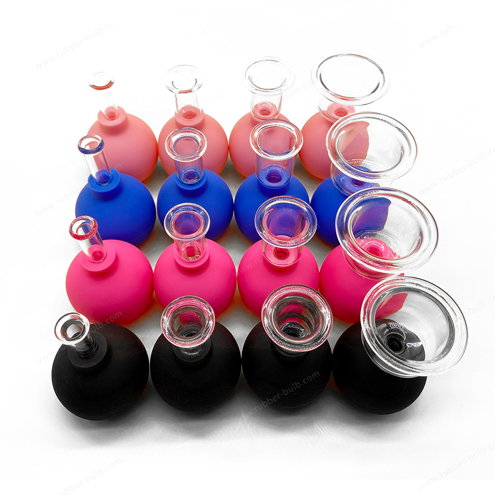 2Pieces Glass Face Cupping Set-Silicone Vacuum Suction Massage Cups， Lymphatic Therapy Sets，Professional Grade Cupping