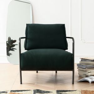 China Metal Frame Fabric Leisure Chair Green Upholstered Fabric Chair wholesale