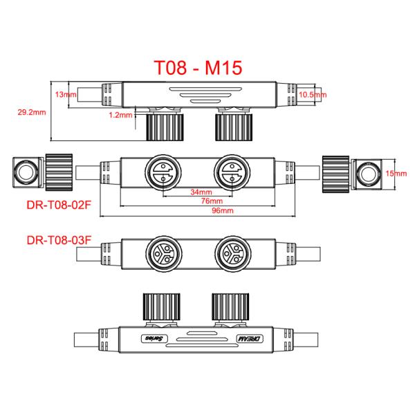 M15 F Type Cable Conneector Set Parallel IP68 Waterproof Male Female 2/3Core Lighting Accessories