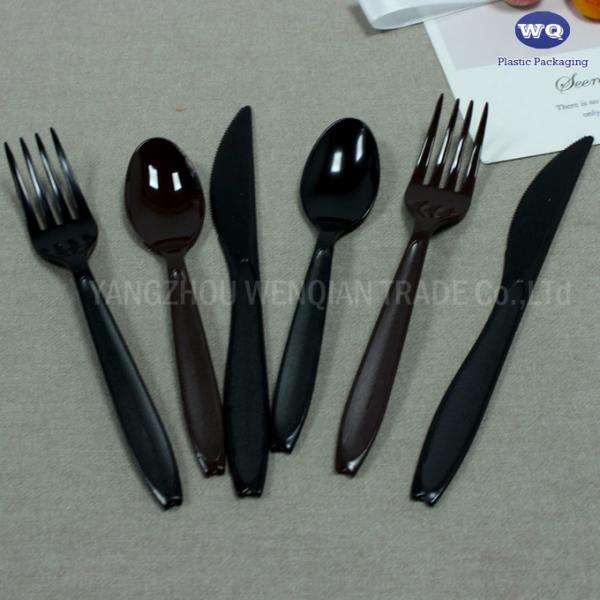7 Inch Black Flatware Silverware Set-Disposable Cutlery Set-disposable cutlery kits-Plastic spoons and forks