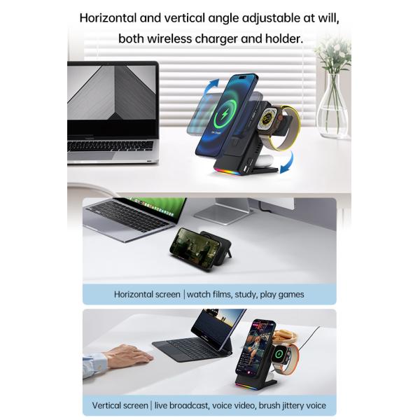 Folding Wireless Iphone 15 Pro Max Charger Power Bank Apple Magnetic Charger