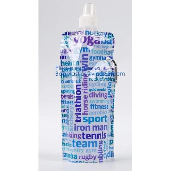 Promotional Customized Foldable Plastic Water Bottle Bag,Fashion bpa free bottle foldable water bag 480ml bagease pack