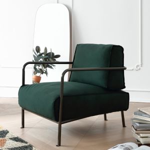Metal Frame Fabric Leisure Chair Green Upholstered Fabric Chair