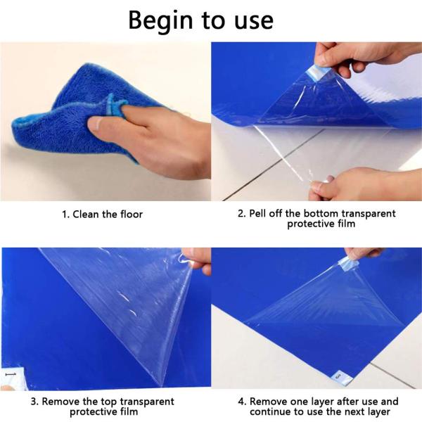 Cleanroom ESD Sticky Mat Blue White 35-50μm PE Film Dirt Removal