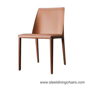 Buy cheap Orange Saddle Leather 47cm 83CM Metal Upholstered Dining Chair from wholesalers