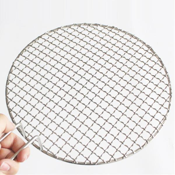 304 Stainless Steel Round Grill Net With Handle Barbecue BBQ Meshes Cooling Rack Steam Baking Rack Camping Outdoor Mesh