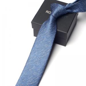 China Solid Mens Skinny Ties for Wedding Suits Woven Silk Ties in Sophisticated Gift Box wholesale