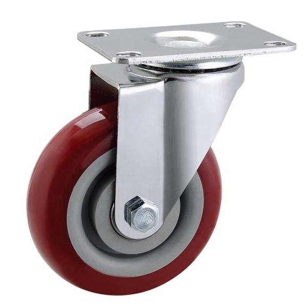 3 4 5 Inch Best Service Caster Wheels Swivel Plate Casters on Red PVC Polyurethane Wheels