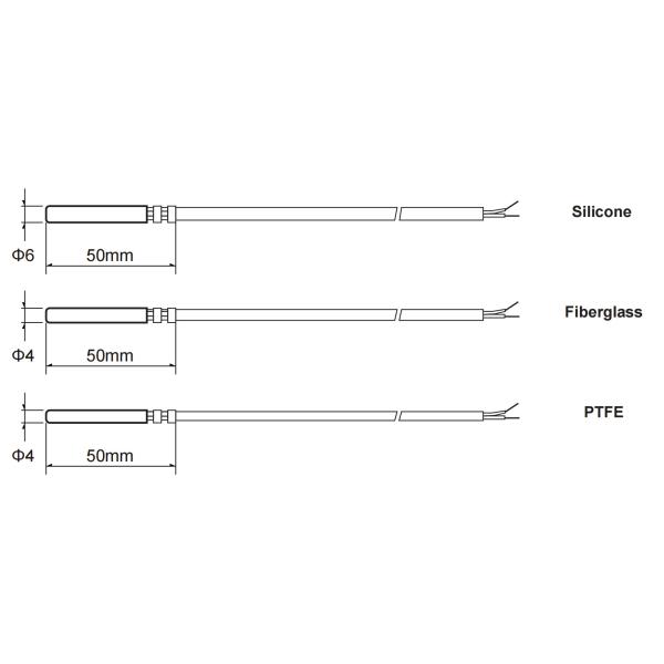 Fiberglass 4mm Waterproof Temperature Sensors 30mm