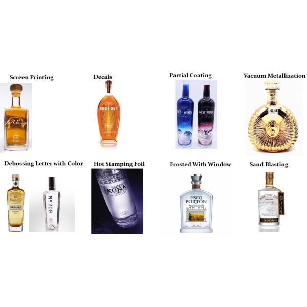 Vacuum Electroplating Glass Gin Bottle Natural Cork Synthetic Cork