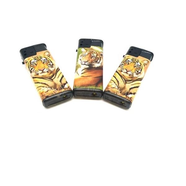 High Quality ISO9994 Standard Turbo Flame Windproof Gas Lighter with Tiger Sticker
