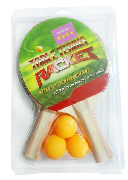 Quality Professional Performance Table Tennis Set Blister Packing With 3 Yellow Balls / 2 Bats for sale