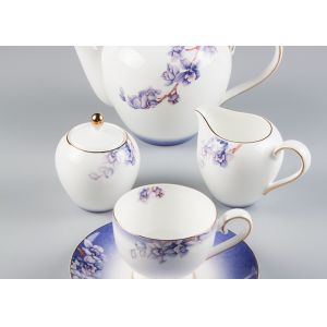 BSCI Lightweight Gold Rim Royal Bone China Tea Set