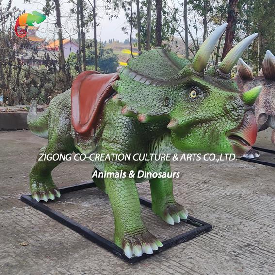 Quality Interactive Fiberglass Triceratops Ride-On: Child-Friendly Dinosaur Sculpture For Theme Parks & Exhibitions for sale