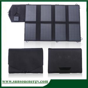 China Hot selling 8 foldings 28w dual voltage controller auto solar charger for laptop battery / Ipad / Iphone for travel wholesale