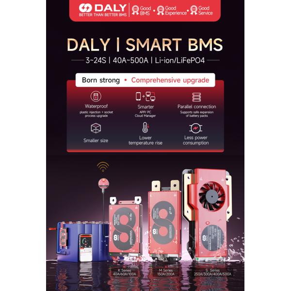 Daly Smart BMS H Type Li-Ion LifePO4 4S 12V 16S 48V For Electric Bike Car 3S-16S 40A 60A Lithium Battery Management Syst