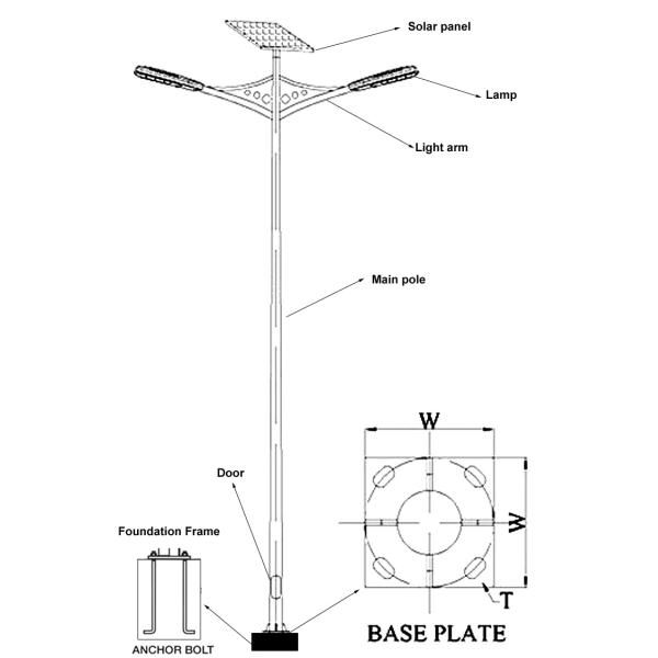 Smart Led Street Light Pole Q345 Low Carbon Steel For Traffic Siginal