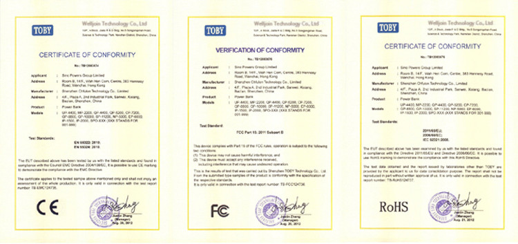 Shenzhen Welljoin Electronic Co., Ltd Certifications