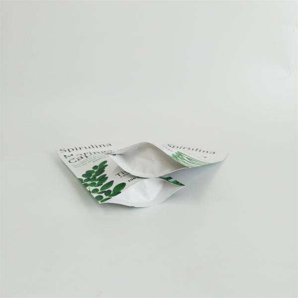 PE Custom Stand Up Pouch White Kraft Paper Zipper Bag For Capsules