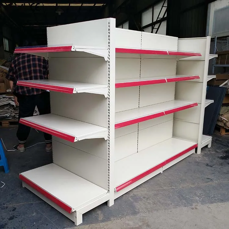 Display Gondola Supermarket Shelving Commercial Store Double Sided Shelving