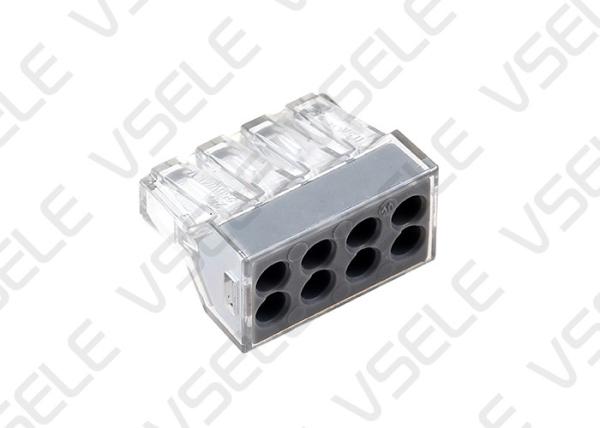Quality Quick Wiring 8 Port Push Wire Terminal Block Transparent Grey Color Custom for sale