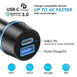 China 5V 3A Output 38W Dual USB Car Charger Black PD3.0 Power Adapter wholesale