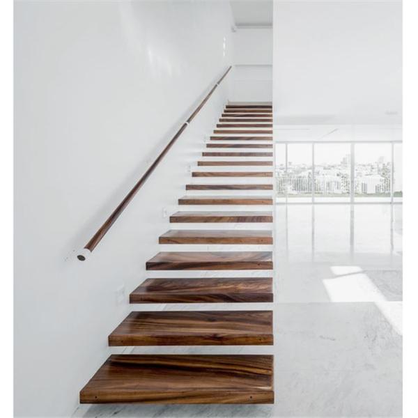 Interior Loft Oak Wooden Building Floating Stairs Hot Dip Galvanized Finish