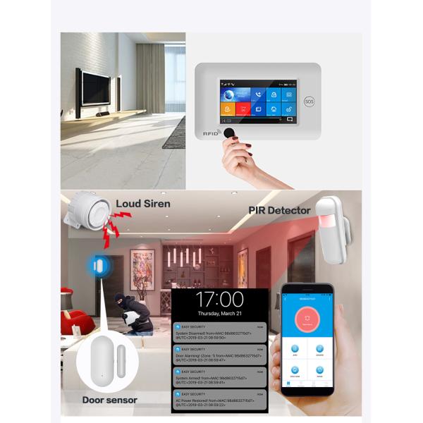 433Mhz WIFI GSM Alarm System 1900mHA Smart Alarm Sensor Touch Screen