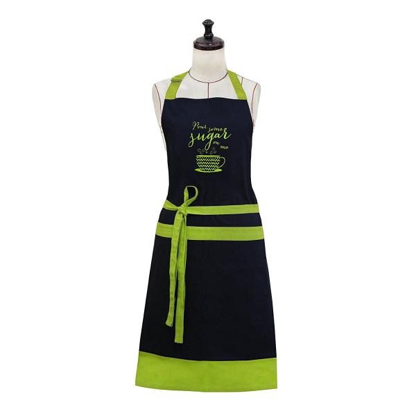 Embroidered 100% Cotton Professional Apron for Men & Women with Adjustable Neck & Centre Pockets Perfect for Cooking