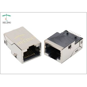 Gigabit Surface Mounting Magnetic Modular Jacks Side Entry Brass Shielded Shell